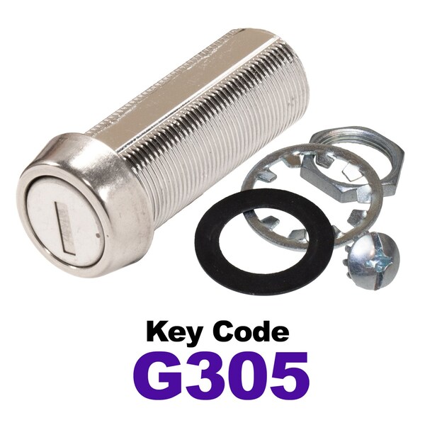 Global RV SS Compartment Lock, Cam/Blade Style, 1-3/4in Threaded Barrel, Blades not Included, Keyed to G305 CLB-305-134-SS - main